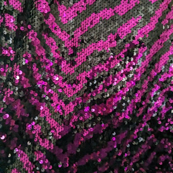 Betsey Johnson Fuchsia Black Striped Sequin Mini Dress NWT Small - Picture 5 of 5
